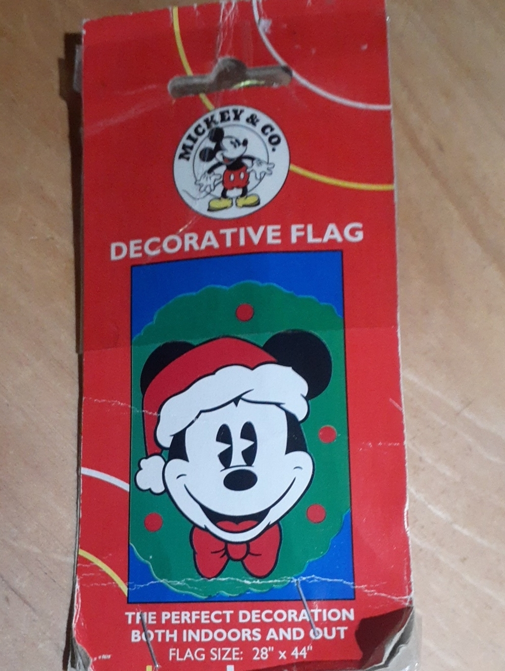 Vintage Disney Mickey & Co Christmas Themed Decorative Flag Original Packaging